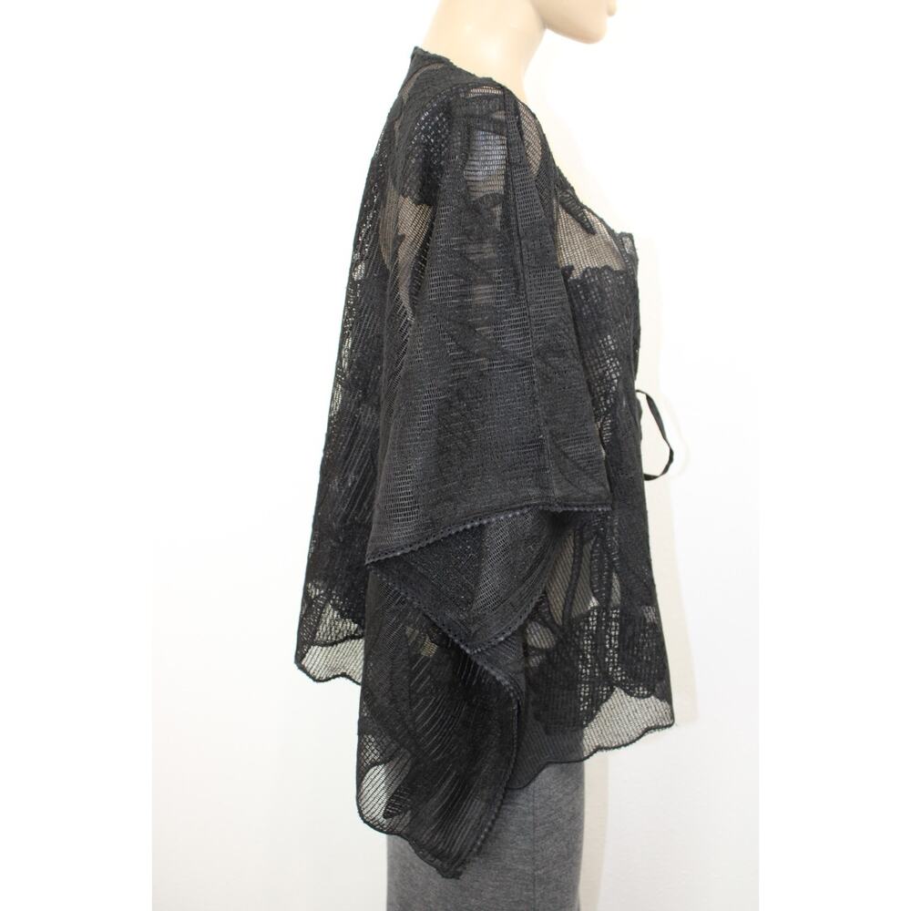 Free People Bohemian Gypsy Witchy Lace Willow Tie Front Cape Kimono OS Fairy - Picture 9 of 12
